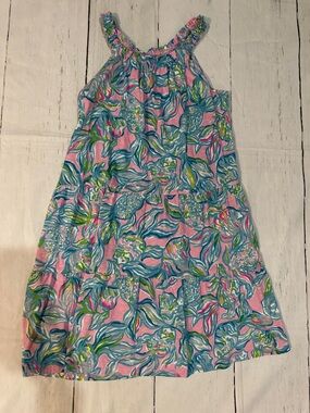 Lilly Pulitzer Mini loro dress Pink, Blue & Green  Halter Dress  size  12-14